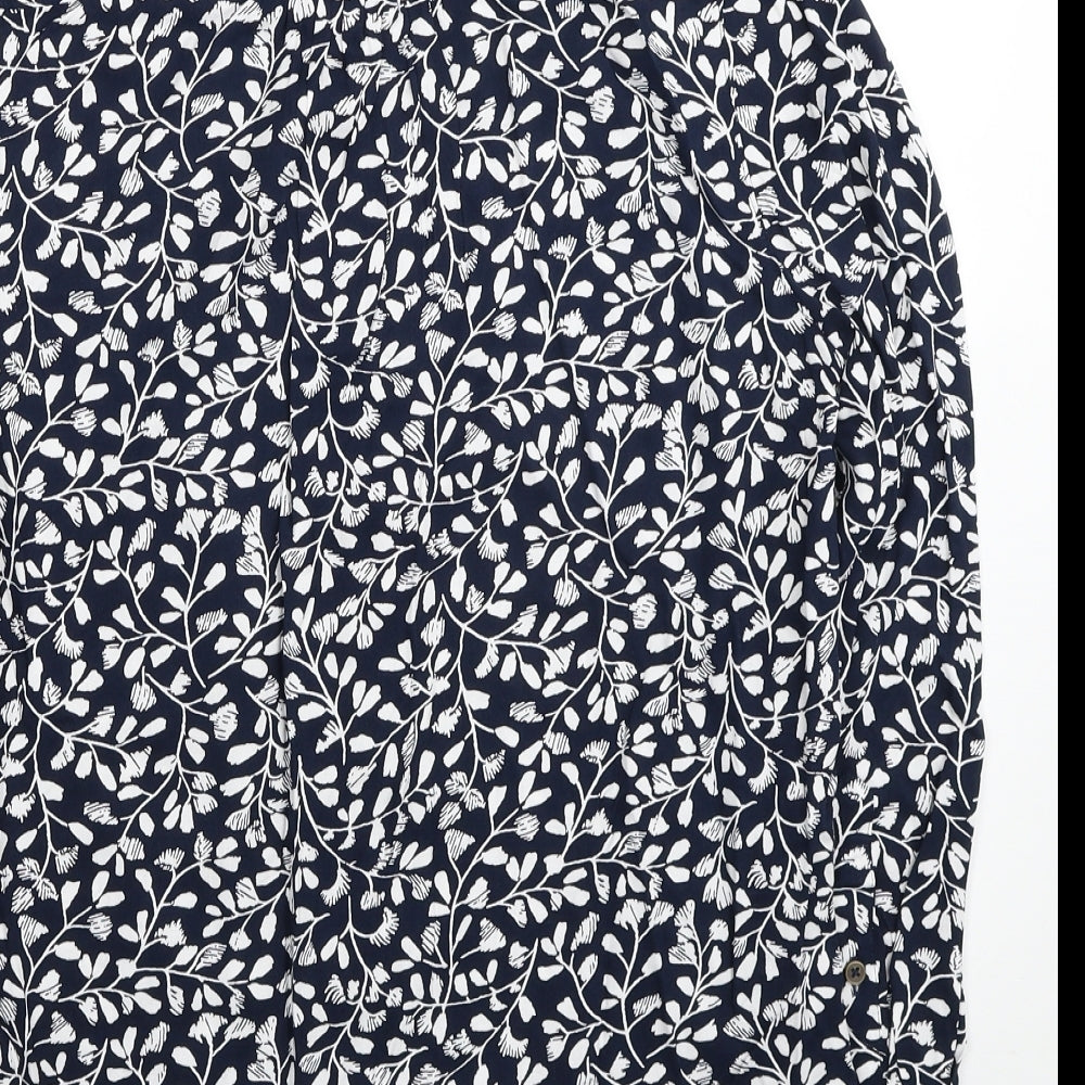 Marks & Spencer Womens Blue Floral Viscose Tunic Button-Up Size 8 Collared