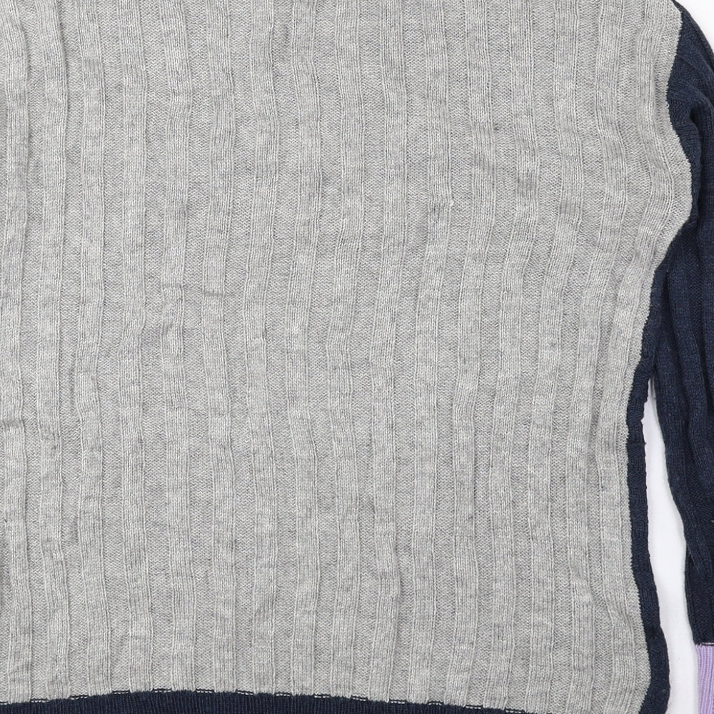 Marks & Spencer Mens Blue Round Neck Striped Acrylic Pullover Jumper Size XS