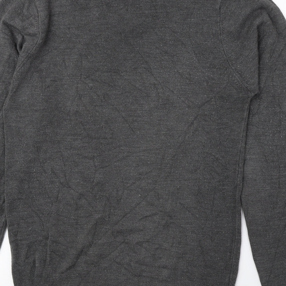 Marks & Spencer Mens Grey V-Neck Acrylic Pullover Jumper Size S