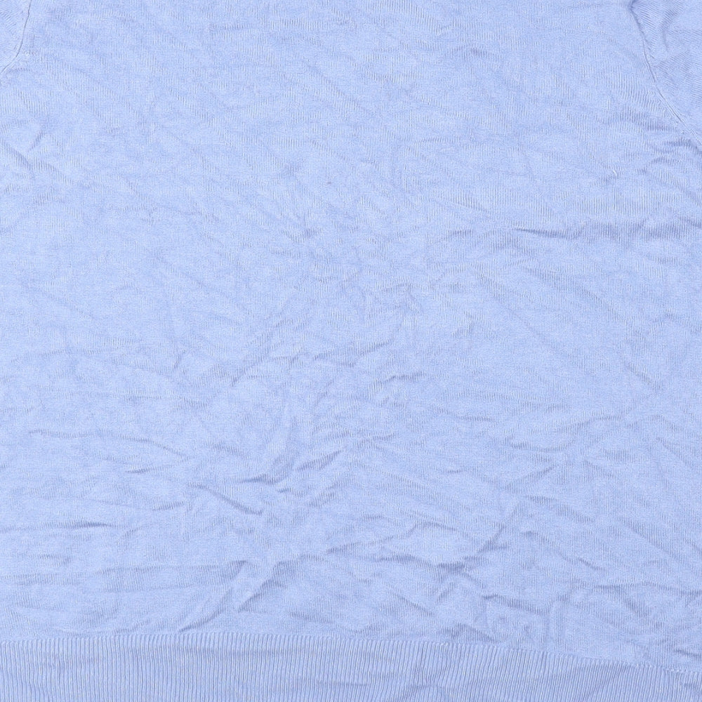 Marks & Spencer Womens Blue Viscose Basic Blouse Size 16 Round Neck