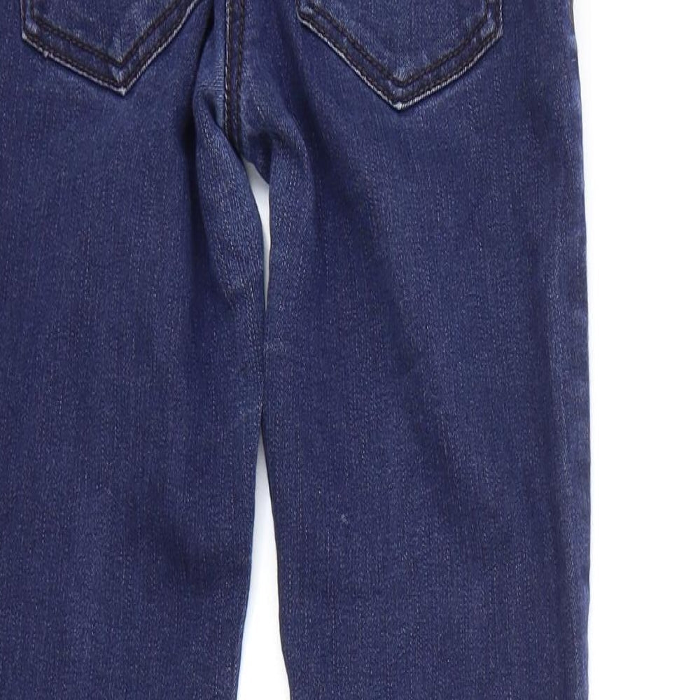 Next Girls Blue Cotton Skinny Jeans Size 11 Years Regular Button
