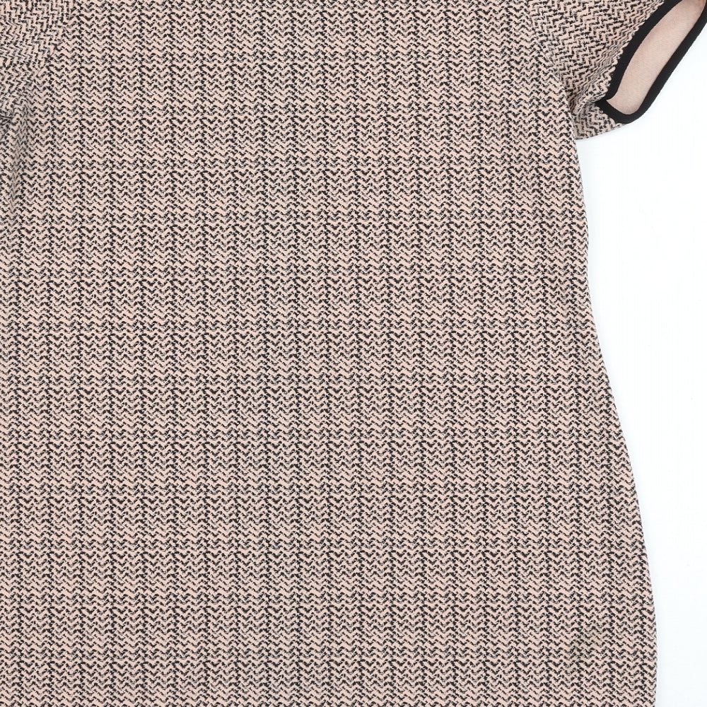 Mandi Womens Pink Geometric Polyester Shift Size 14 Round Neck Pullover