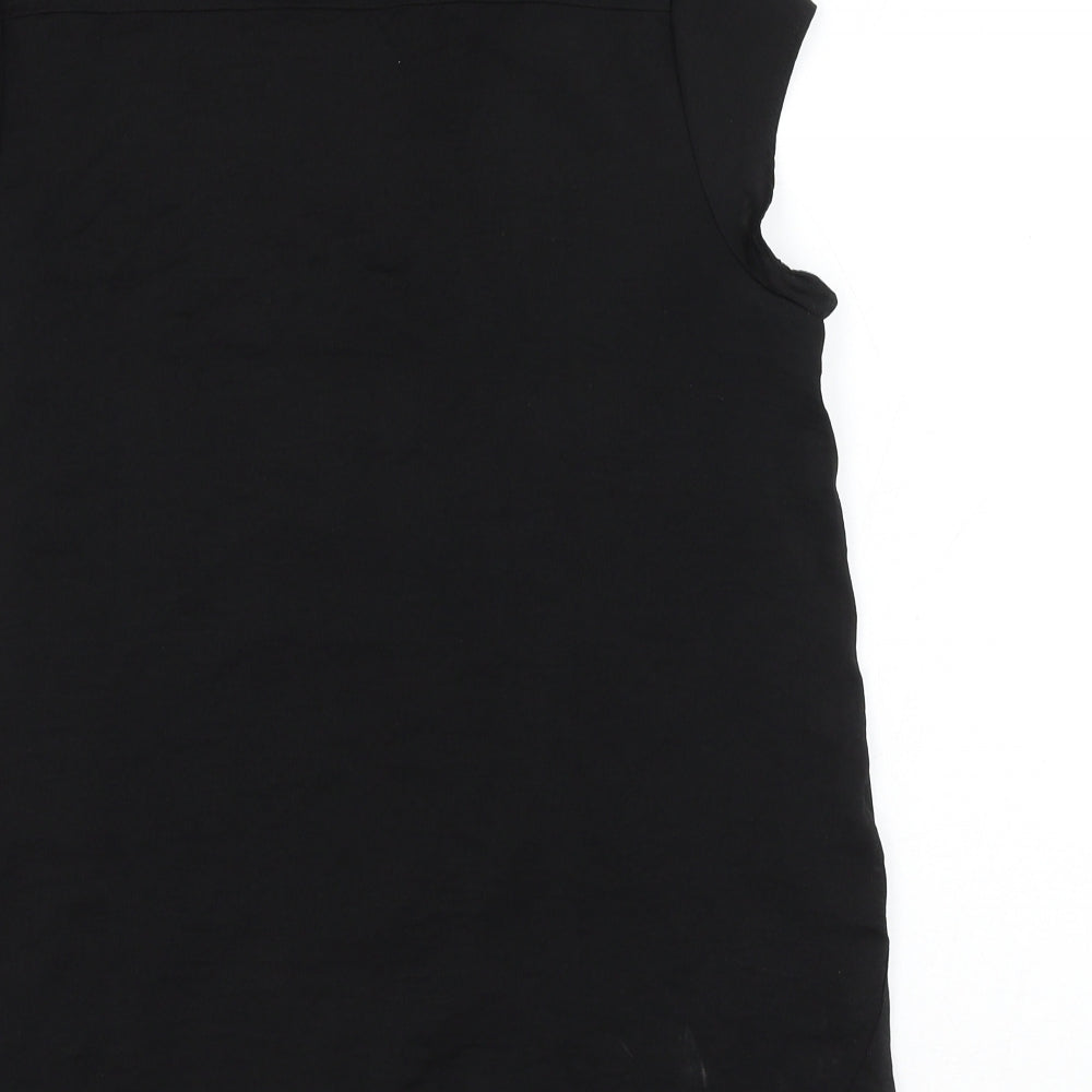 H&M Womens Black Polyester Basic Blouse Size 12 V-Neck