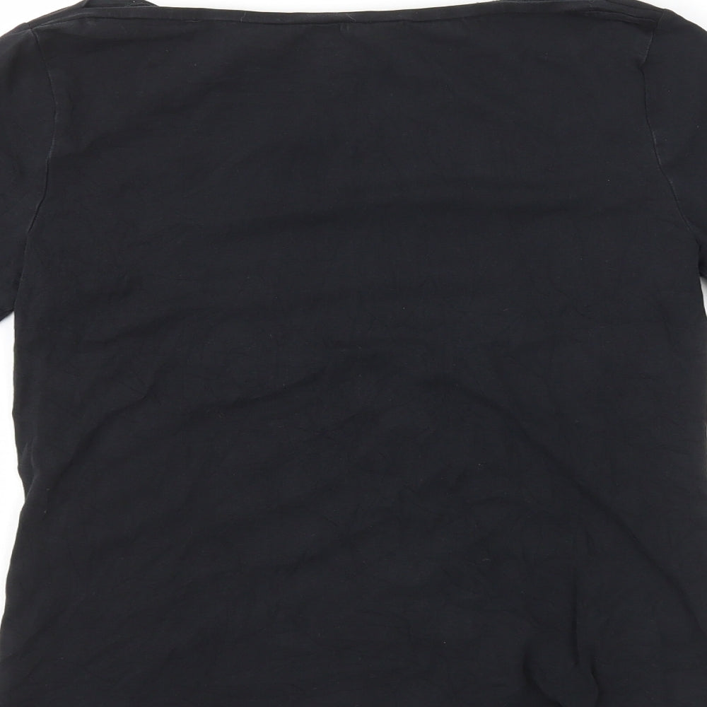 Warehouse Womens Black Polyester Basic T-Shirt Size 12 Scoop Neck