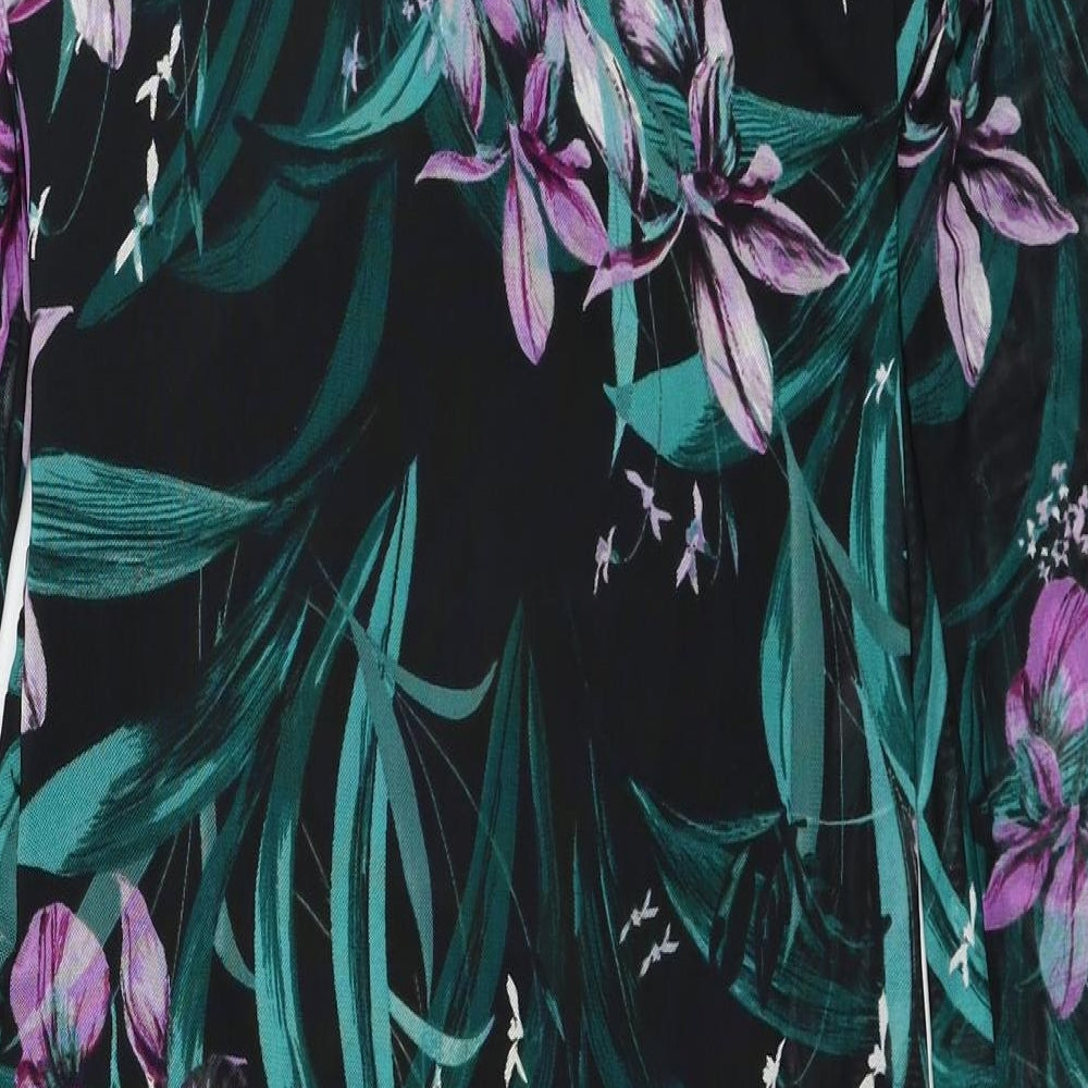 M&Co Womens Black Floral Polyester Pencil Dress Size 8 Scoop Neck Pullover