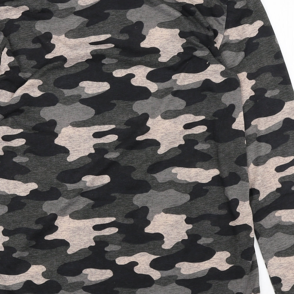 Marks & Spencer Womens Multicoloured Camouflage Polyester Basic T-Shirt Size 6 Round Neck