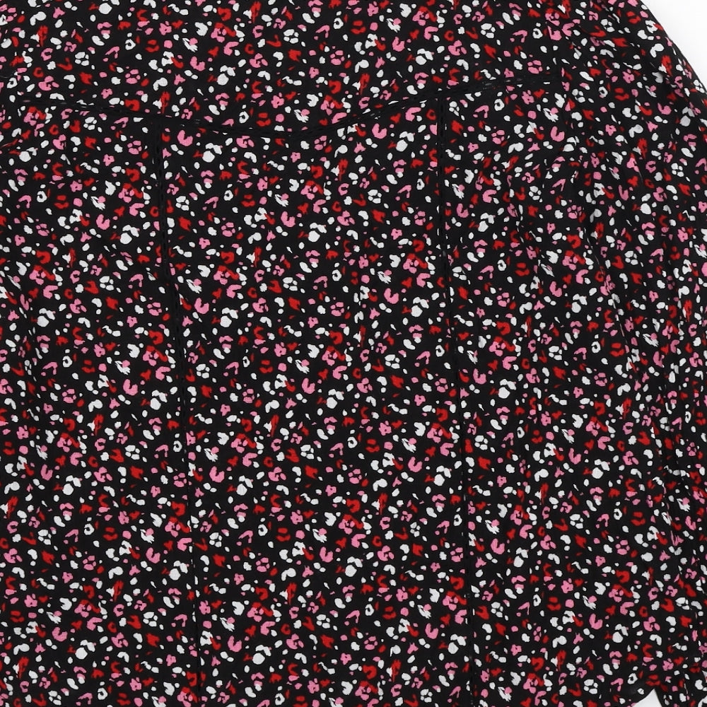 Marks & Spencer Womens Multicoloured Animal Print Viscose Basic Button-Up Size 6 Mock Neck
