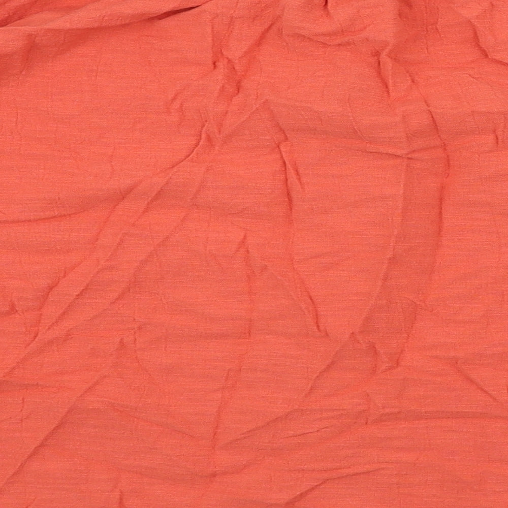 Per Una Womens Orange Cotton Basic Button-Up Size 12 Round Neck