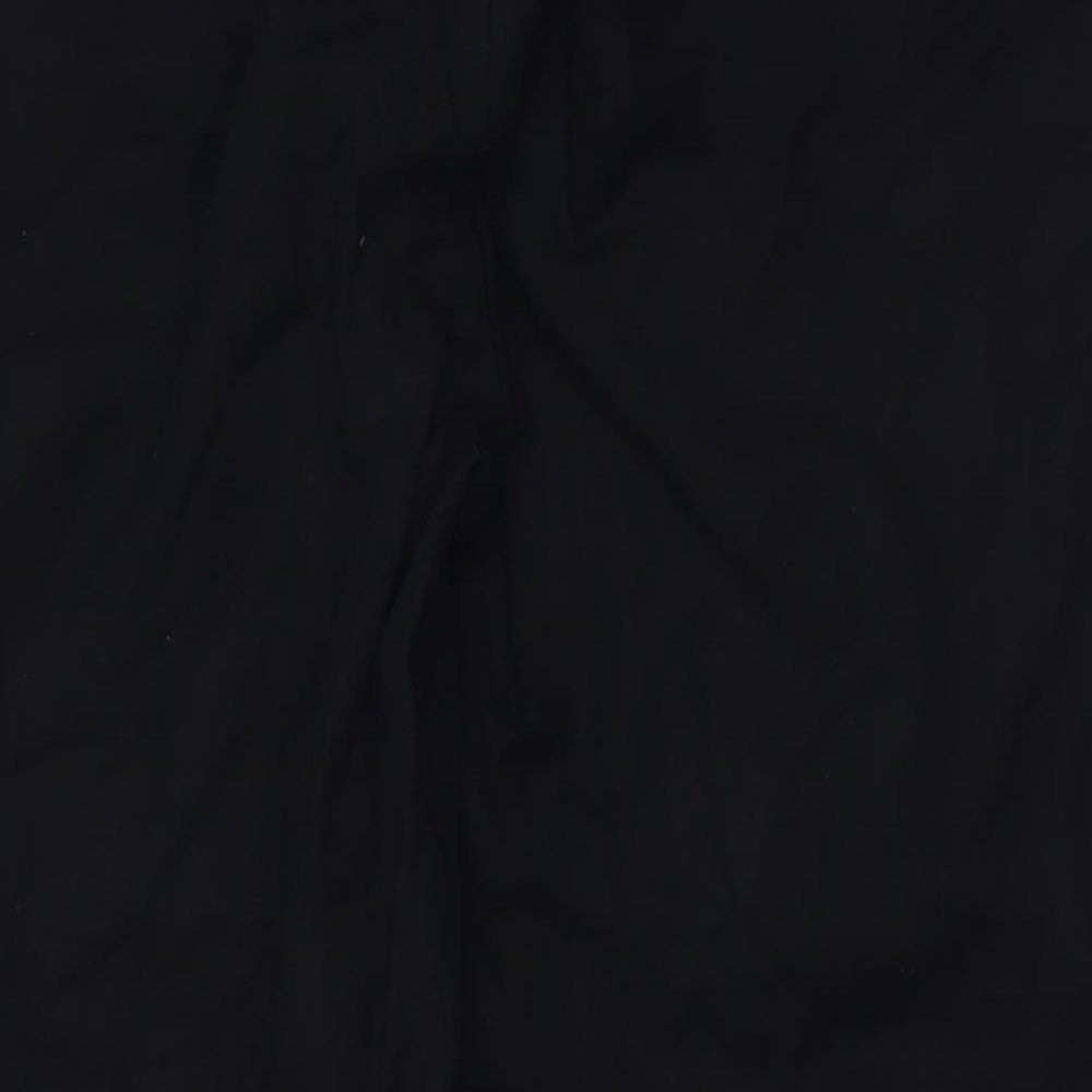 Preworn Womens Black Cotton Cropped Trousers Size 6 L20.5 in Regular Hook & Eye