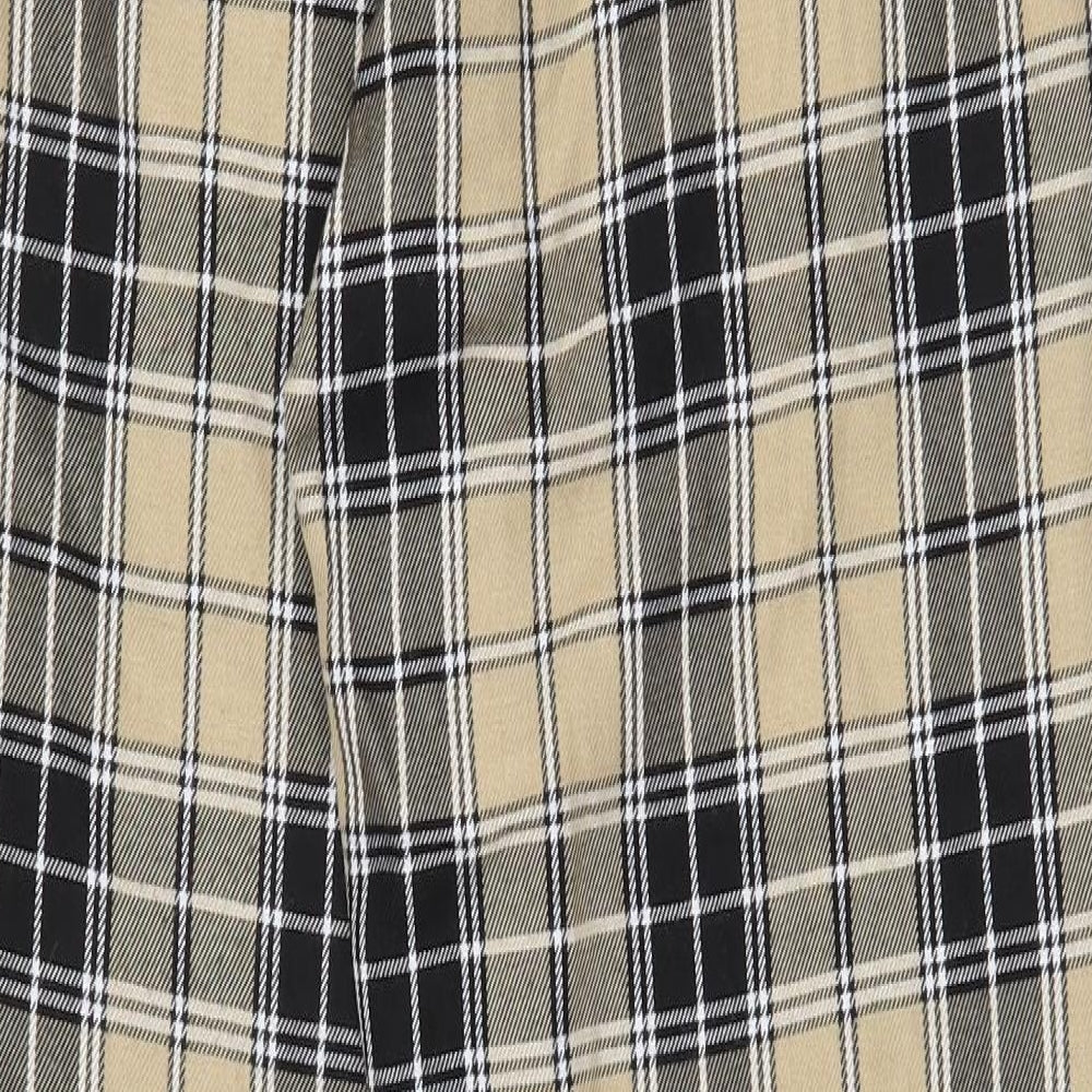 Stradivarius Womens Yellow Plaid Polyester Trousers Size XS L31 in Regular