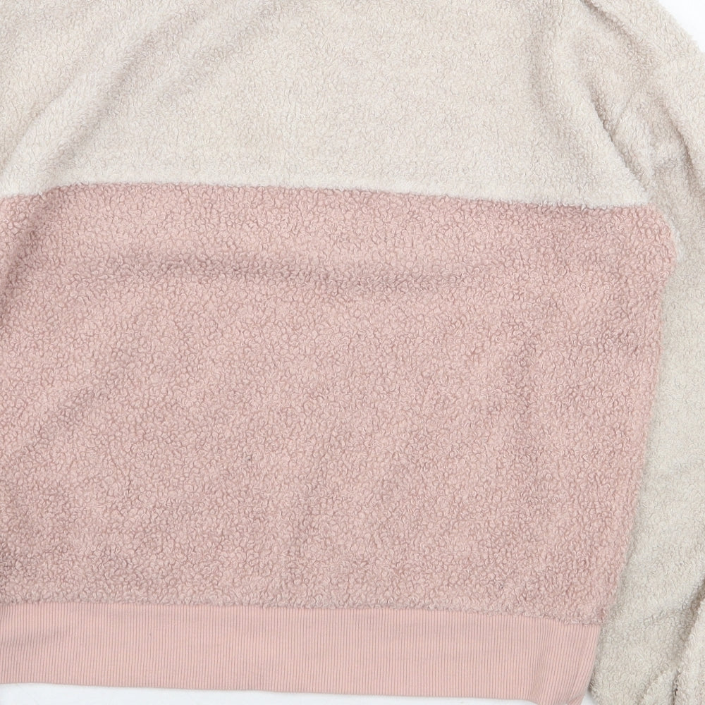 New Look Womens Pink Colourblock Polyester Pullover Sweatshirt Size 10 Zip