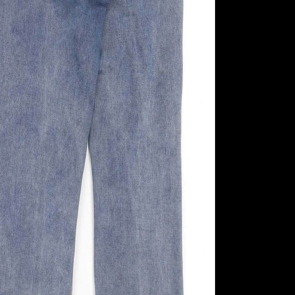 Preworn Womens Blue Cotton Straight Jeans Size S L28 in Regular Button