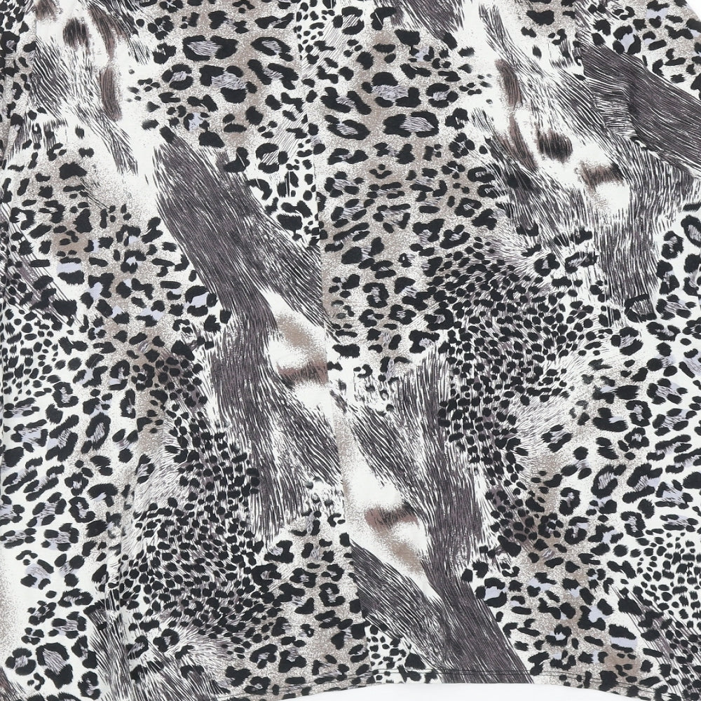 Saloos Womens Black Animal Print Viscose Jersey T-Shirt Size 2XL Scoop Neck - Leopard Print