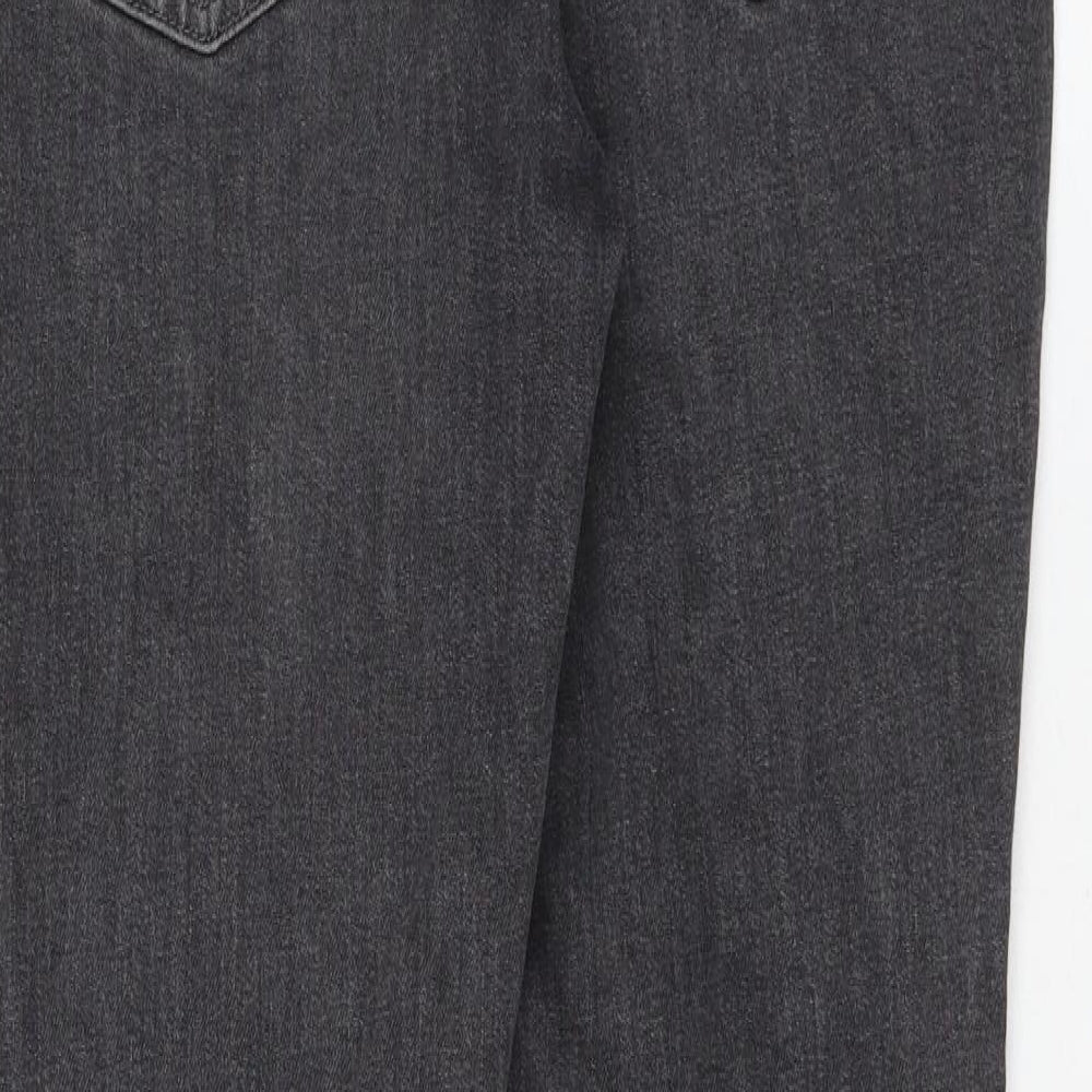 H&M Womens Grey Cotton Straight Jeans Size 32 in L32 in Regular Zip