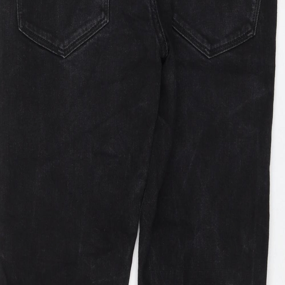 Marks & Spencer Womens Black Cotton Straight Jeans Size 30 in L29 in Regular Zip