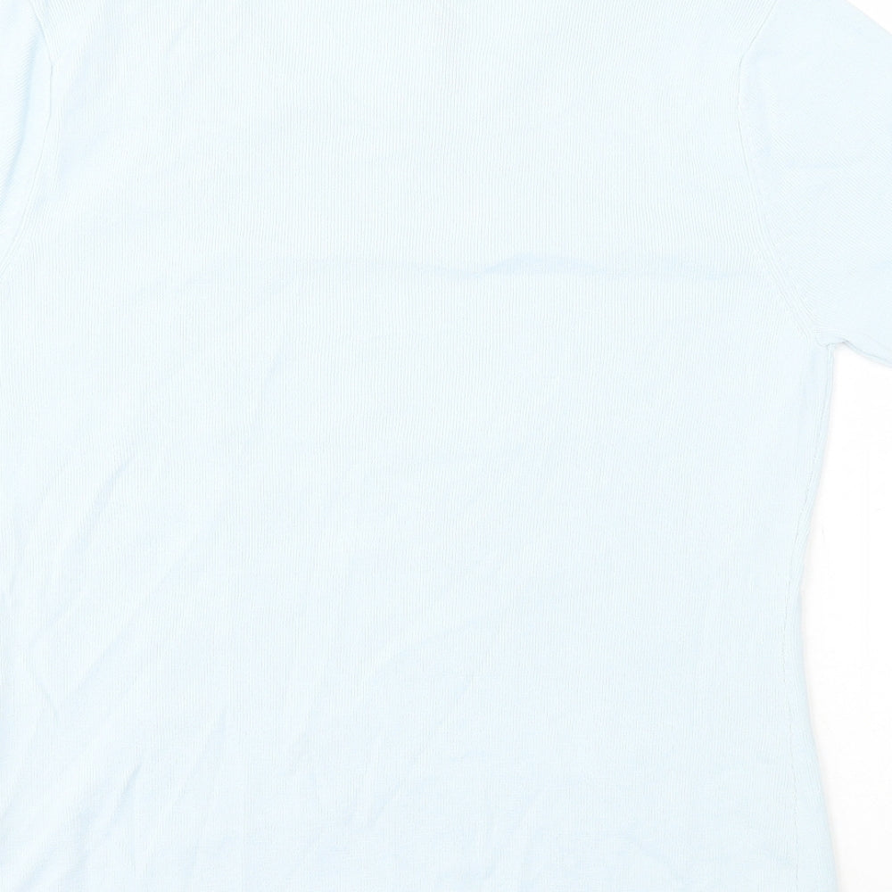 Karen Scott Womens Blue Viscose Basic T-Shirt Size 10 Round Neck