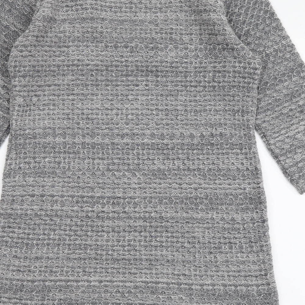 M&Co Womens Grey Scoop Neck Acrylic Tunic Jumper Size M