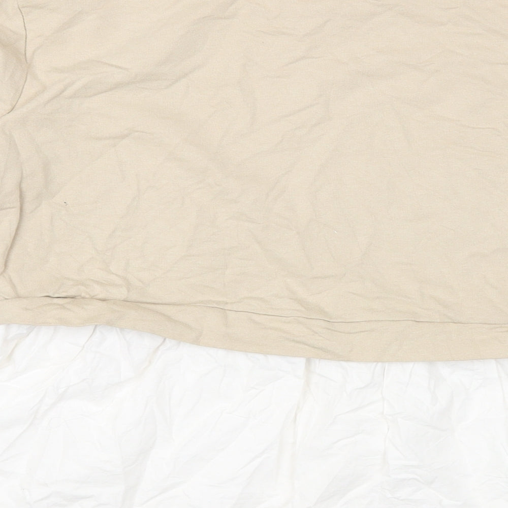 PRETTYLITTLETHING Womens Beige Cotton Basic T-Shirt Size 6 Round Neck