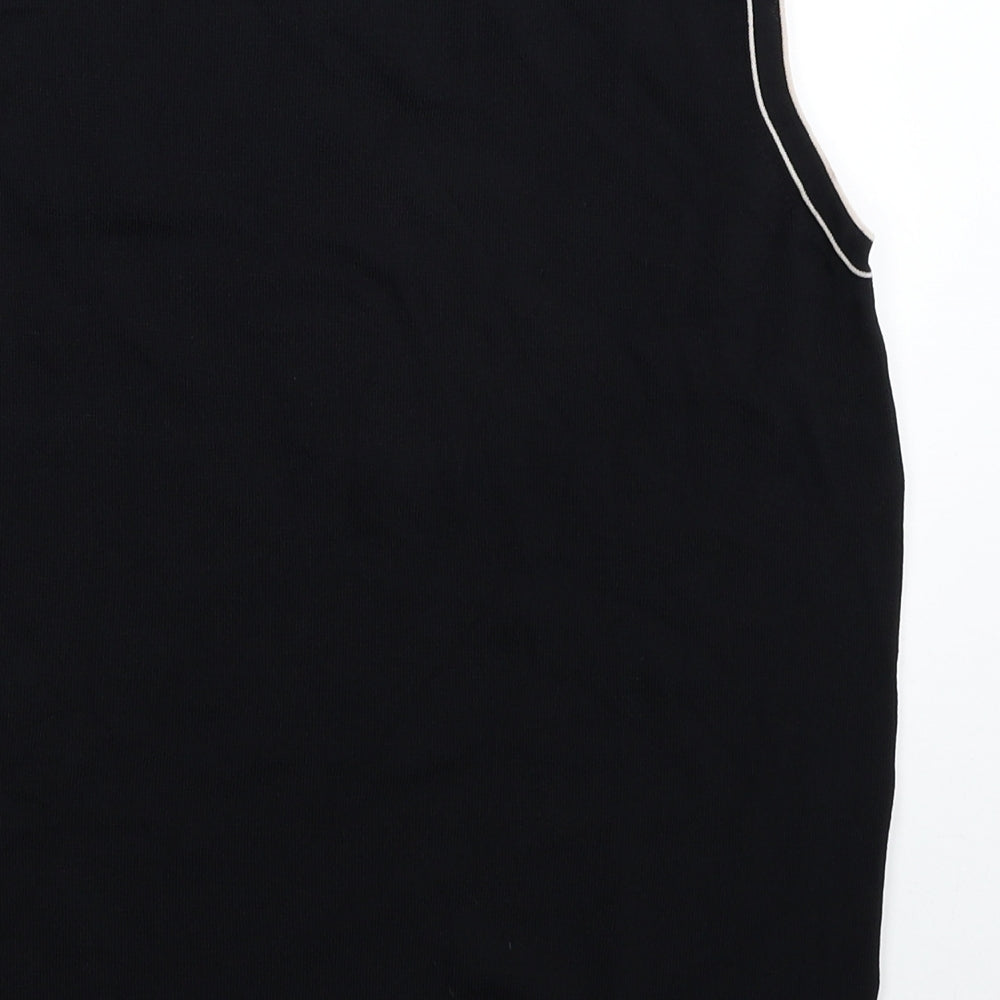 Bonmarché Womens Black Viscose Basic Tank Size M Round Neck