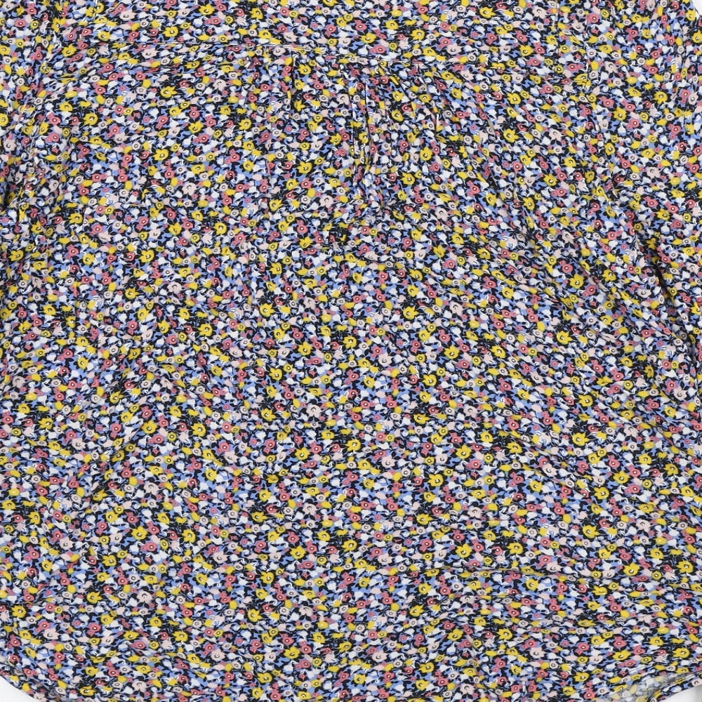 Marks & Spencer Womens Multicoloured Floral Viscose Basic Button-Up Size 10 Round Neck