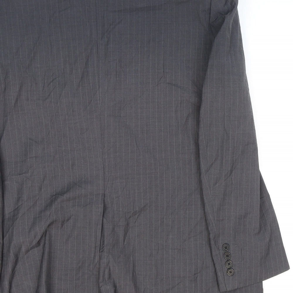 NEXT Mens Grey Striped Polyester Jacket Suit Jacket Size 46