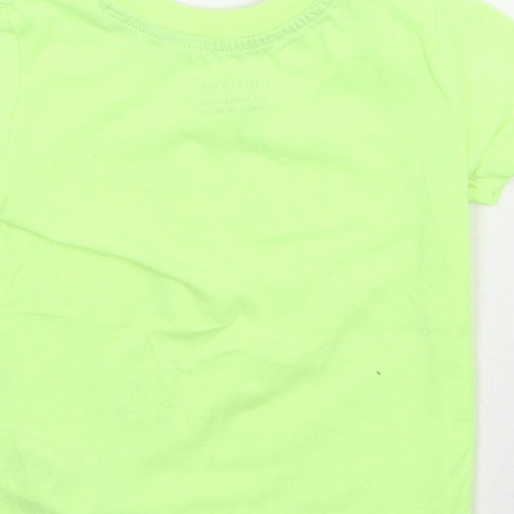 Primark Boys Green Polyester Basic T-Shirt Size 9-12 Months Round Neck Pullover - Daddy Loves Me