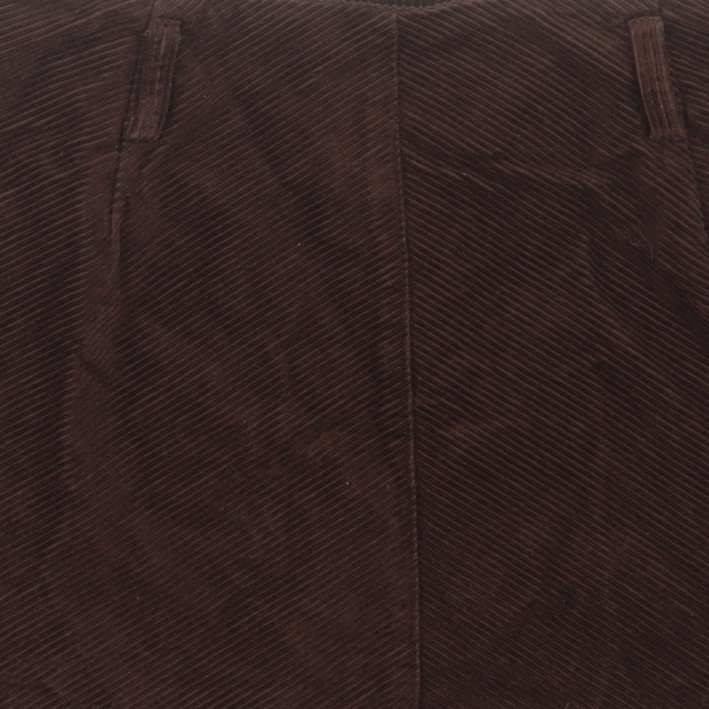 Denim & Co. Womens Brown Cotton A-Line Skirt Size 12 Zip