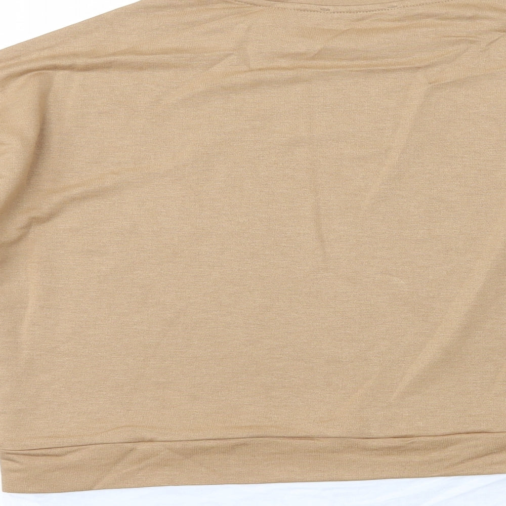 Reyon Womens Beige Polyester Basic T-Shirt Size S Round Neck - Florida