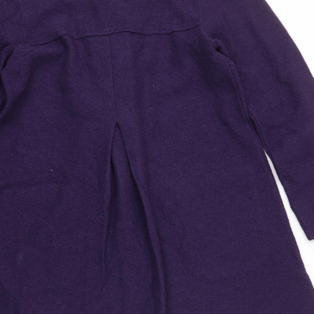 Adini Womens Purple Pea Coat Coat Size S Button