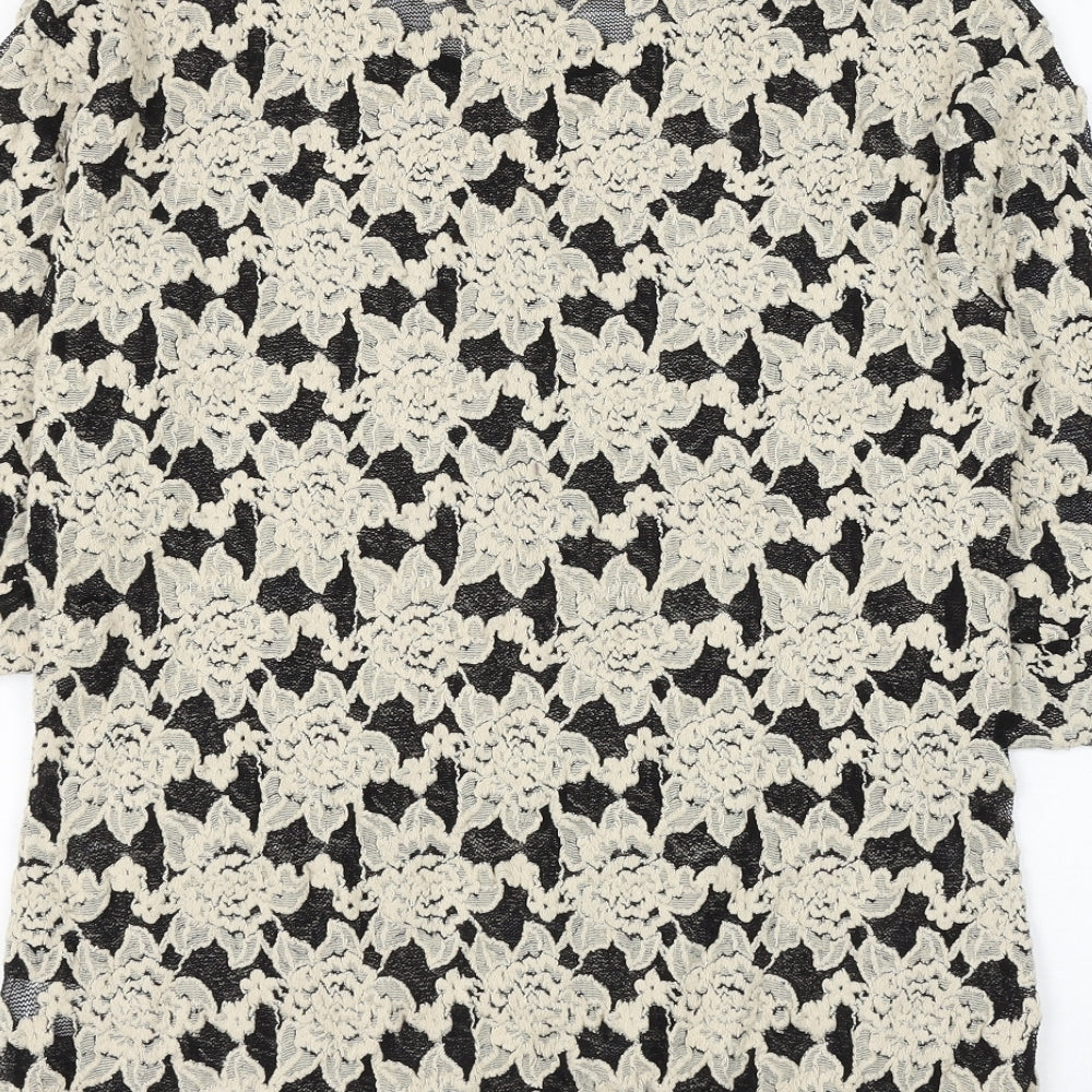 NEXT Womens Beige Round Neck Floral Cotton Pullover Jumper Size 12
