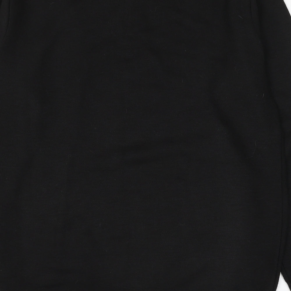 D Project Mens Black Mock Neck Polyester Pullover Jumper Size L