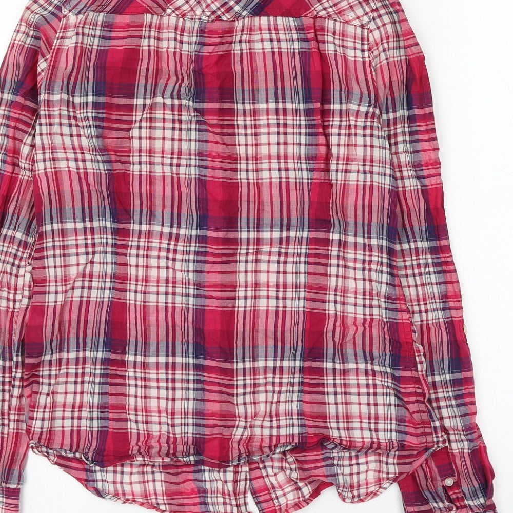 Aeropostale Womens Pink Plaid Cotton Basic Button-Up Size M Collared