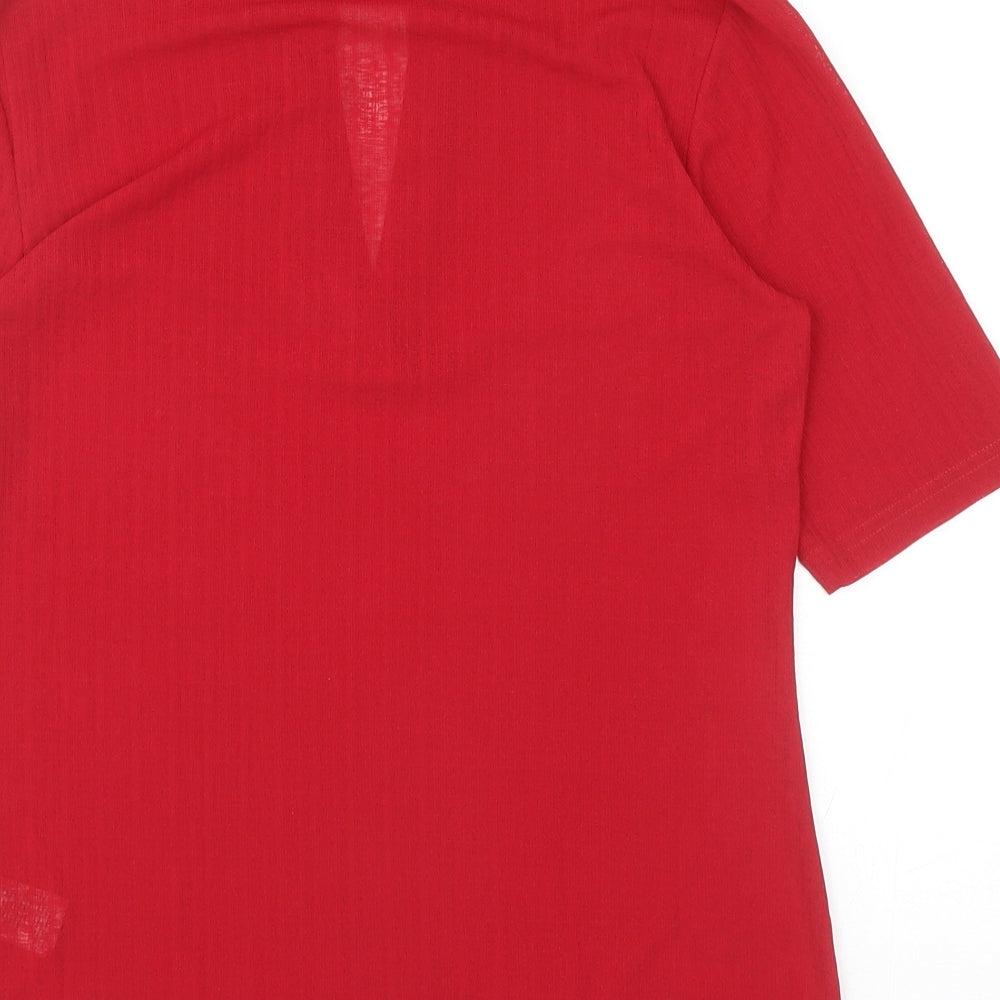 Dorothy Perkins Womens Red Polyester Basic Blouse Size 12 V-Neck