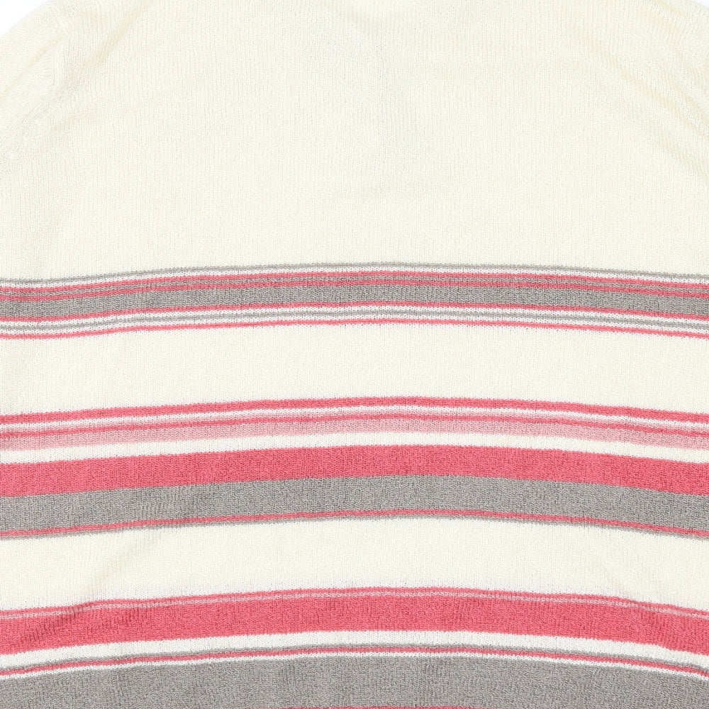 EWM Womens Multicoloured V-Neck Striped Acrylic Pullover Jumper Size XL