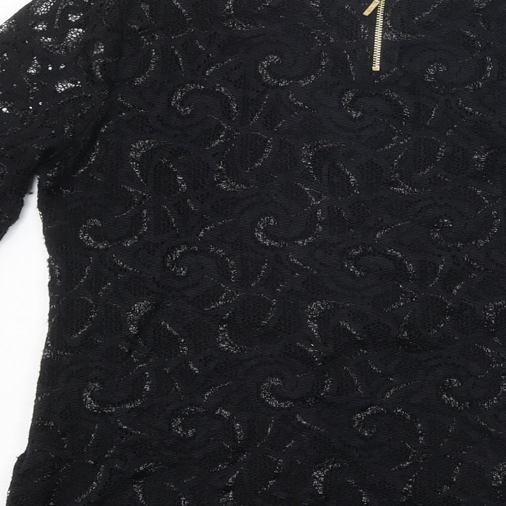 Per Una Womens Black Polyester Basic T-Shirt Size 12 Round Neck