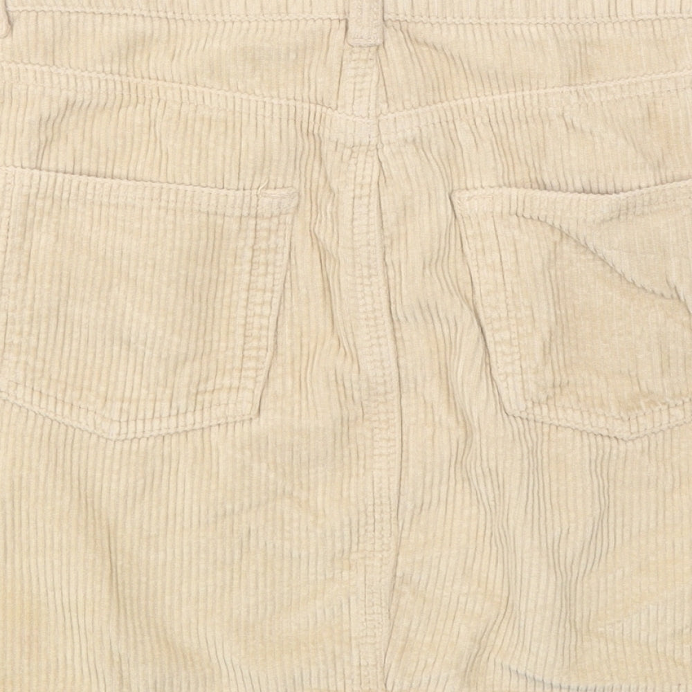 Topshop Womens Beige Cotton A-Line Skirt Size 6 Zip