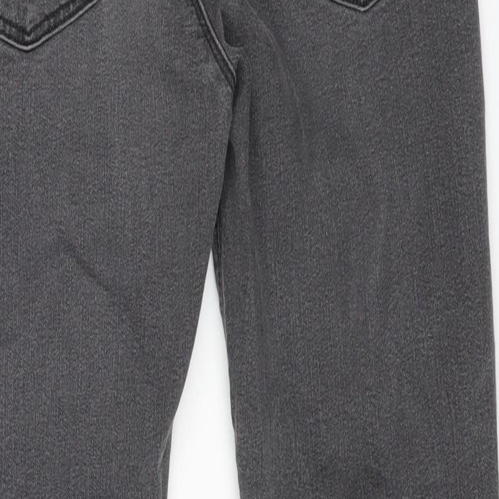 Marks & Spencer Womens Grey Cotton Skinny Jeans Size 12 L25 in Regular Zip