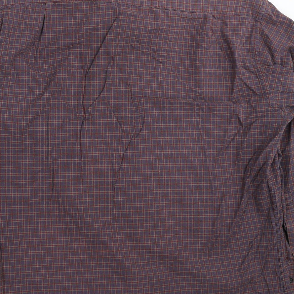 Marks & Spencer Mens Grey Plaid Cotton Button-Up Size 16 Collared Button - Collar 16 Inch