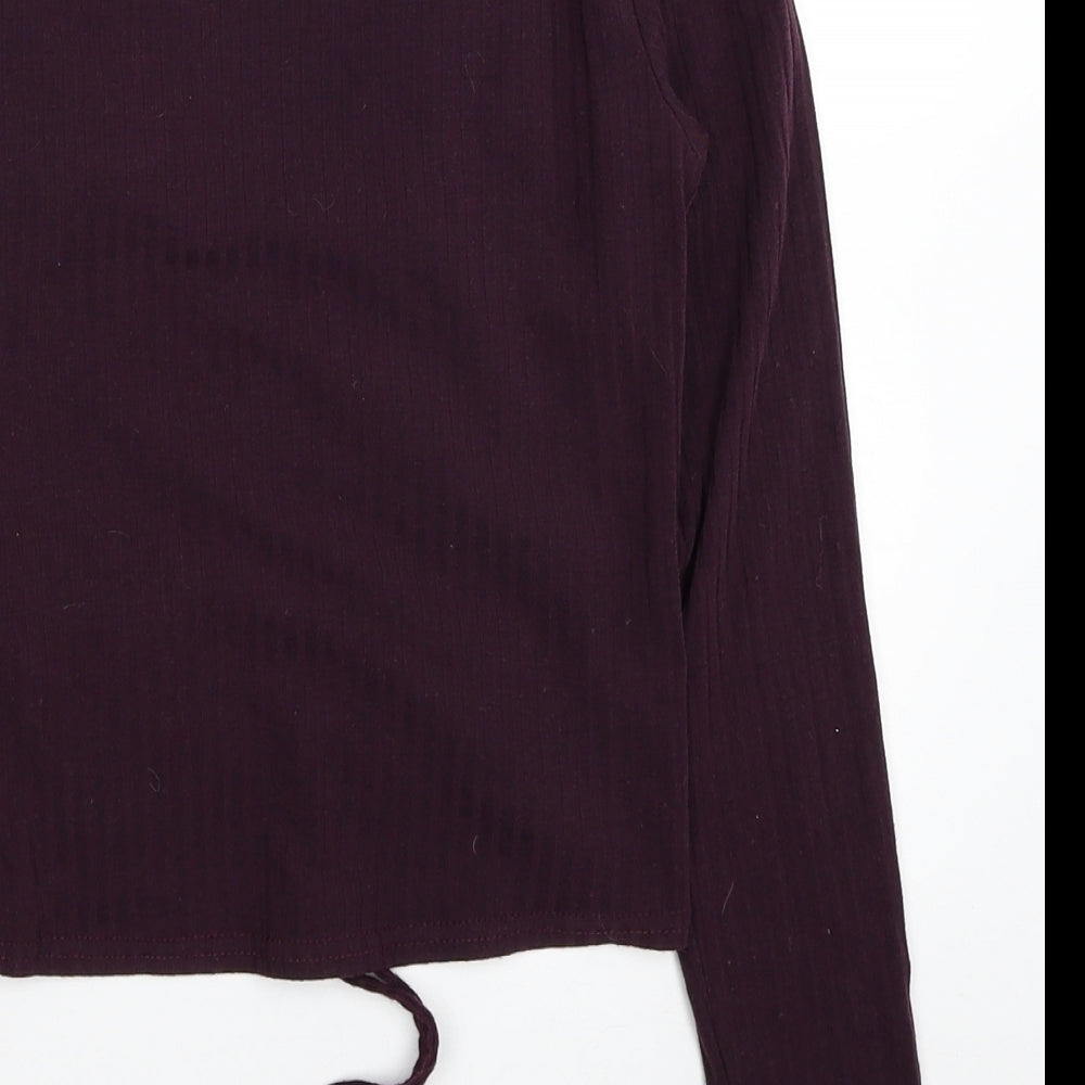 New Look Womens Red Polyester Cropped Blouse Size 12 Sweetheart - Ribbed