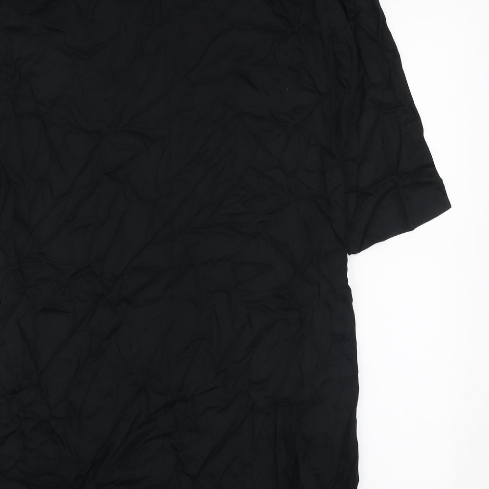 Marks & Spencer Womens Black Viscose A-Line Size 8 Boat Neck Button