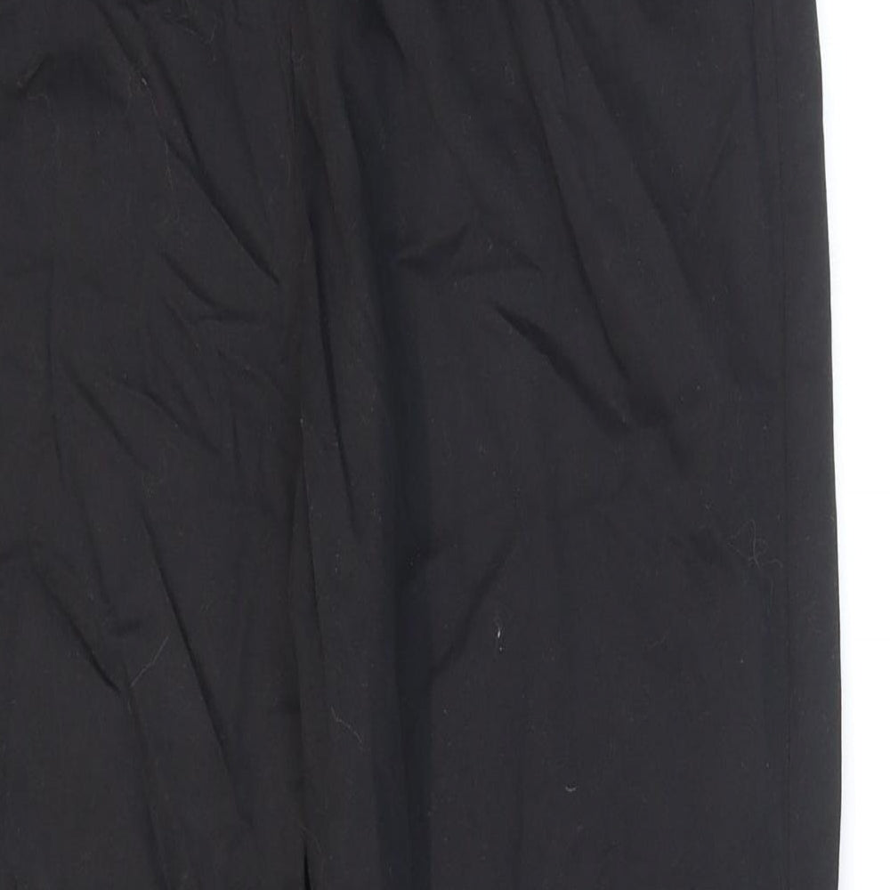 Marks & Spencer Womens Black Cotton Dress Pants Trousers Size 10 L21 in Regular Zip