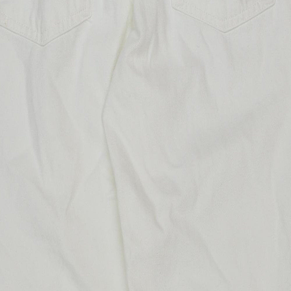 Zara Womens White Cotton Mom Jeans Size 8 L28 in Regular Button