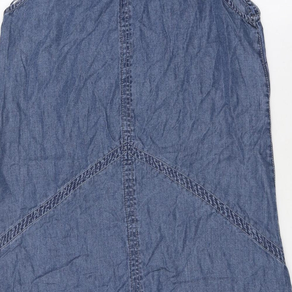 Yessica Womens Blue 100% Cotton Tank Dress Size 8 Square Neck Pullover