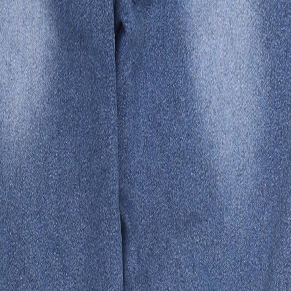 Womens Blue 100% Cotton Skinny Jeans Size S L30 in Regular Zip - Distressed Look