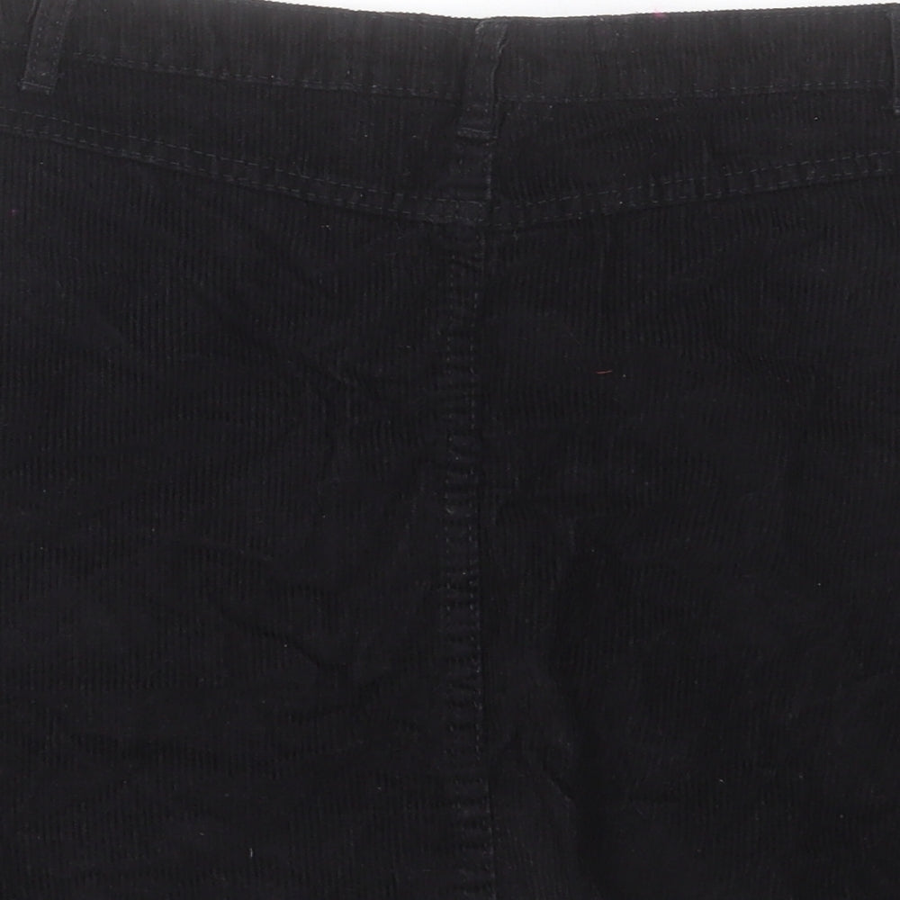 Denim & Co. Womens Black Cotton A-Line Skirt Size 10 Button