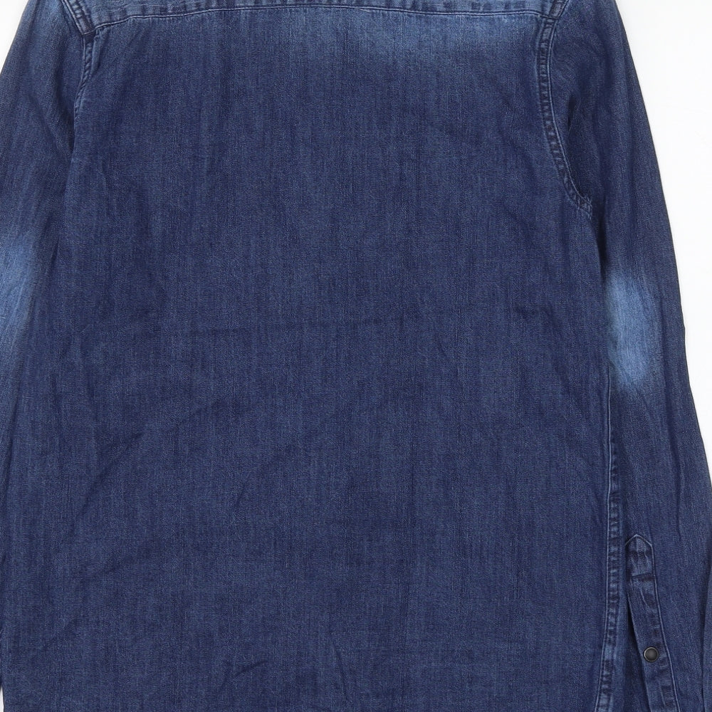 Cedarwood State Mens Blue Cotton Button-Up Size S Collared Button