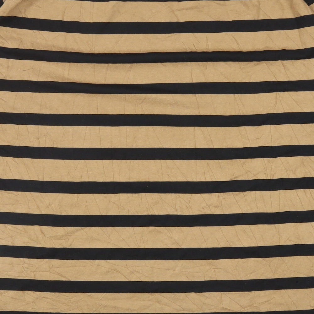 ASOS Womens Brown Striped Cotton Tunic T-Shirt Size 8 Round Neck