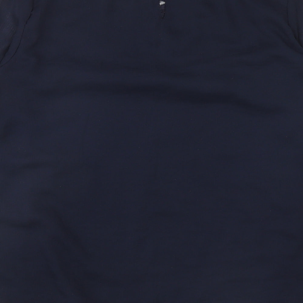 H&M Womens Blue Polyester Basic Blouse Size 8 Round Neck - Lace Detail