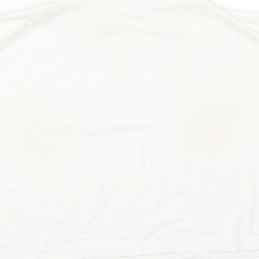 Missguided Womens White Cotton Cropped T-Shirt Size 8 Round Neck - Lemons