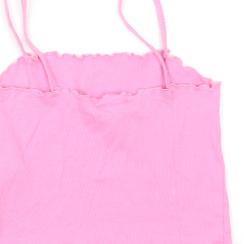 Topshop Womens Pink Cotton Camisole Tank Size 8 Square Neck - Cropped
